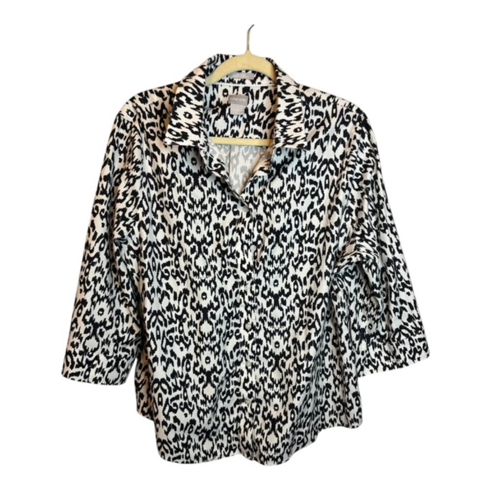Chico's Blouse Women's Size XL Abstract Animal Print No‎ Iron Chico's 3